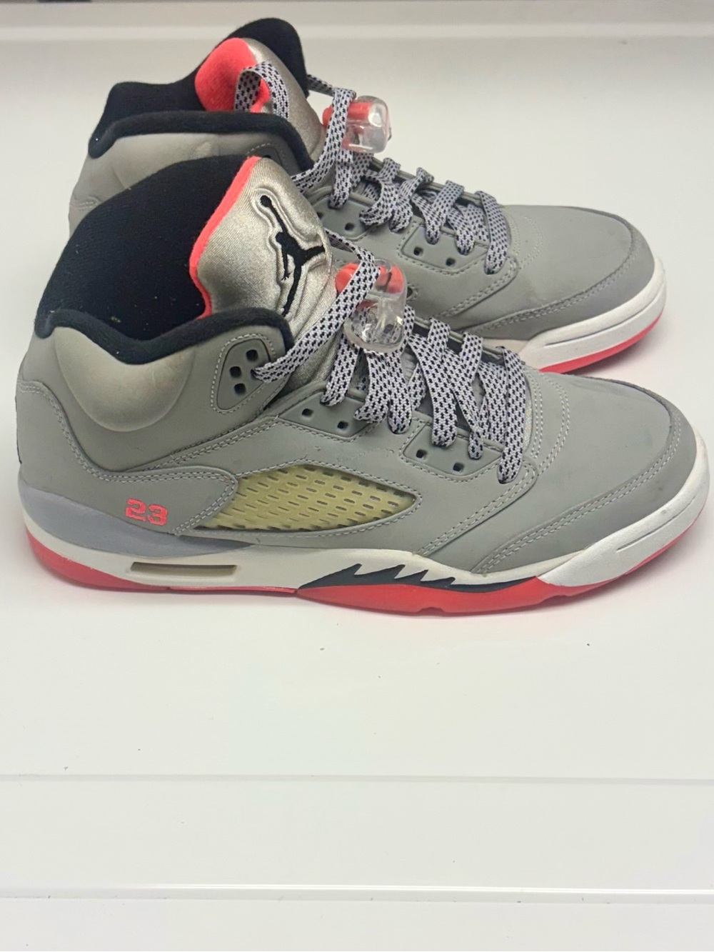 Jordan Grey and Coral Retro Sneakers